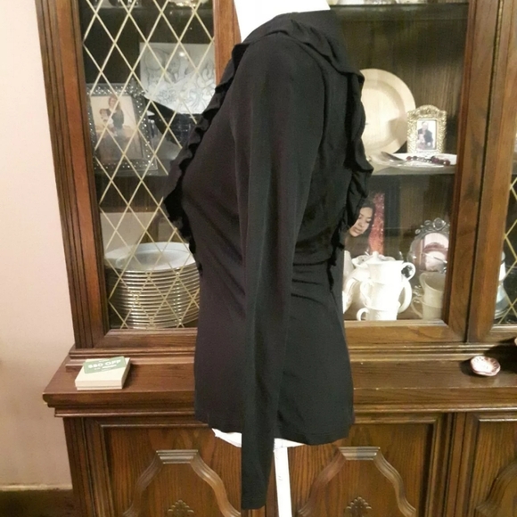 size S H&M black Scooped Ruffled Blouse - Picture 7 of 8
